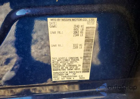 2018 Nissan Leaf S z USA, uszkodzony, nr VIN 1N4AZ1CP7JC303369